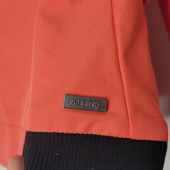 Schwiing Red Orange  Black Cotton Blend Snap  Zip Up Utility Jacket Size XS - Picture 9 of 14
